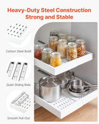 VEVOR Pull Out Cabinet Organizer, 4 Pack Expandable Width (12.2"-18.9"), 20.47" Deep Pull Out Drawers for Cabinets, Sliding Drawer for Kitchen Pantry Cabinet Organizer with Nano Adhesive Strips, White - Image 4