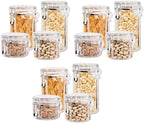 Oggi 4pc Clear Canister Set with Clamp Lids Airtight Containers in Sizes Ideal for Kitchen & Pantry Storage of Bulk, Dry Foods Including Flour, Sugar, Coffee, Rice, Tea, Spices & Herbs (Pack of 3) by OGGI