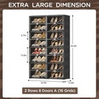 Vipbox Black Shoe Rack Organizer Cabinet for Closet Entryway,Clear Shoe Storage Boxes Stackable Sneaker Storage with Door Easy Assembly Shoe Cabinet with Lids Large 8 Tiers 32 Pairs - Image 3