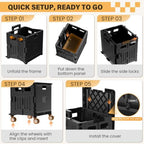 SUNALLY Folding Utility Cart Rolling Crate Handcart Shopping Trolley, Black - Image 6