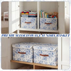 2 Pack Blue Floral Storage Bin with Lids, 15x10x10 Inch - Image 2