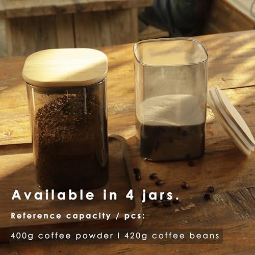 LIBWYS 4-Pack Anti-UV Square Glass Storage Jars with Bamboo Lids (1.22Qt) - Image 5