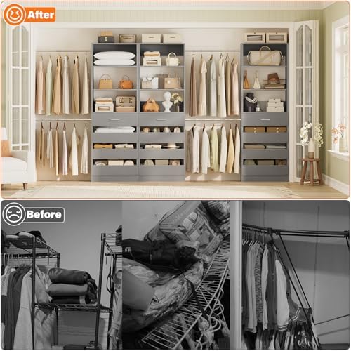 Aheaplus Closet System with 12 Drawers, 8.5-11.5Ft Closet Organizer System - Image 6