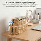 Set of 2 Cable Management Box, Handwoven Cord Hider Box with 3 Open Slots - Image 6