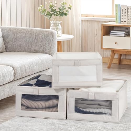 10 Pack Linen Closet Organizers And Storage, Closet Storage Bins for Closet Organization, Linen Closet Baskets Foldable Closet Organizer Bins with Clear Window For Organizing Clothing, Jeans - Image 4