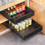 Pull out Cabinet Organizer, 21"Deep, Heavy Duty Full-Extension Slide out Drawers for Kitchen Cabinets with Nano Adhesive, Roll Out Shelf Sliding Cabinet for Pots, Bathroom, Pantry, Under Sink, Black by Kitstorack