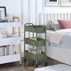 SunnyPoint 3-Tier Delicate Compact Rolling Metal Storage Organizer - Mobile Utility Cart Kitchen/Under Desk Cart with Caster Wheels - Army (15.35" X 10.24" X 26.8"H) - Image 3