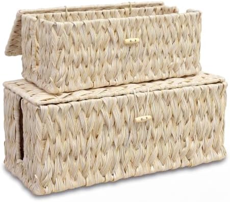 efluky 2 Pack Plastic Floor Cord Covers with Lid, Hand-Woven Cable Management Box, 2 Open Slots Cord Box to to Hide USB Wire, Power Strip & Charger for Home & Office and Dorm, Milky White by efluky
