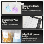 Laundry Pod Storage Container Set | Two 3L Glass Jars & One Acrylic Dryer Sheet Container with Bamboo Lids – Includes 2 Scoops, 60 Waterproof Laundry Labels – Dishwasher Safe - Image 3