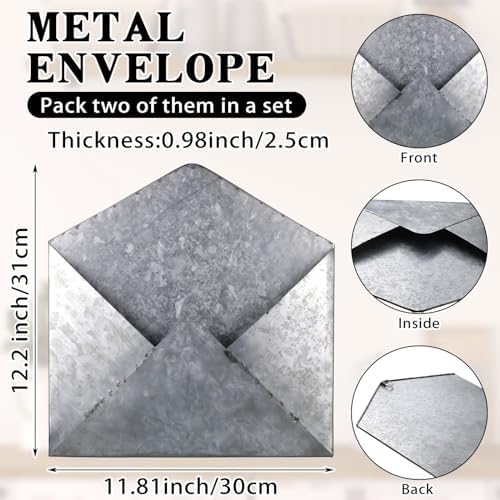 Yaocom 2 Pcs Galvanized Metal Envelope, Wall Mail Organizer Holder - Image 3