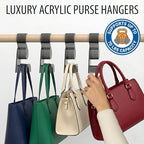 OnDisplay Premium Acrylic Purse Hanger Hook for Closet Rod – Wide Arch Handbag Organizer Protects Straps from Creasing – Heavy Duty Storage Hook for Hats, Belts, Backpacks & Scarves (Black, 6) - Image 5