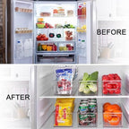 Set of 8 Refrigerator Pantry Organizer Bins - Stackable Fridge Organizers with Handles for Pantry, Freezer, Kitchen, Countertops, Cabinets - Clear Plastic Food Storage Bins - Image 3