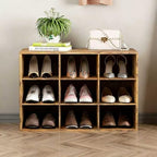 9-Cubby Shoe Rack, Wood Shoe Organizer Bench for Entryway Hallway Closet by Aenuert