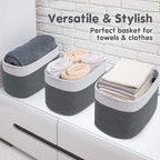 CHAT BLANC Cotton Rope Baskets for Organizing I Storage Baskets for Shelves | Rope Basket for Storage, Small Laundry Baskets, Woven Baskets for Storage, Dog Toy Bin, Baby Basket, Gray & Graphite 3Pack - Image 6