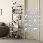HOMEFORT Coat Rack with Shoe Storage, 5-Tier Shoe and Coat Rack with 9 Clothes Hooks, Freestanding Hall Tree Organizer for Entryway, Bedroom,Grey - Image 6