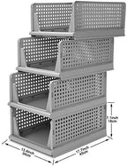 4-Pack Folding Wardrobe Storage Box Plastic Drawer Organizer Stackable Shelf Baskets Cloth Closet Container Bin Cube Home Office Bedroom Laundry Pull Out Drawer Dividers for Clothes,Toys Organization - Image 3