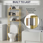 3-Tier Over The Toilet Storage, Freestanding Metal Bathroom Shelves, Space Saver Above The Over Toilet Storage Shelf for Bathroom (Gold) - Image 6