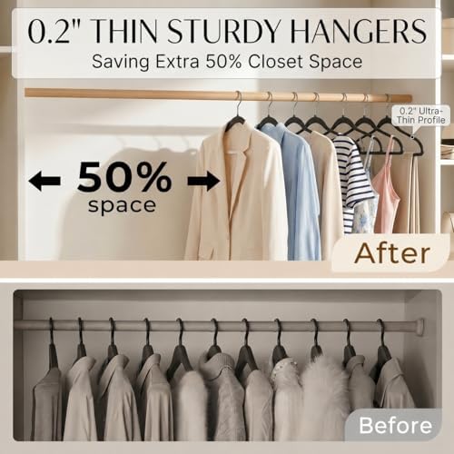 SMARTOR Plastic Hangers 50 Pack, Heavy Duty Plastic Hangers for Clothes - Image 3