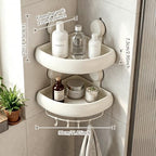 Shower Caddy Suction Cup（2-Pack Cream White）, No-Drilling Corner Bathroom Organizer,Rust Proof Shower Shelf for Inside Shower with Removable Hooks & Towel Bar - Image 2