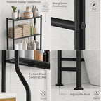 GloTika 3-Tier Over Toilet Storage, Anti-Tilt, 64" H, Black - Image 6