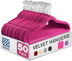 Zober Velvet Hangers 50 Pack - Heavy Duty Pink Hangers for Coats, Pants & Dress Clothes - Non Slip Clothes Hanger Set - Space Saving Felt Hangers for Clothing by ZOBER