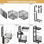 Toilet Paper Holder Stand with Storage Shelf (Black) - Image 2