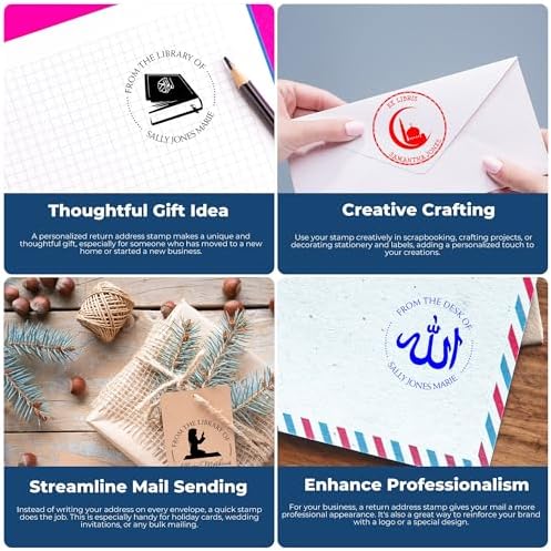 Islamic Gift for Imams: Personalized Mail Stamp, Custom Pre-Inked Name & Address Stamp, Portable Meditative Prayers Stamp, Ideal Islamic Gift, 1-5/8 Size, Personalized Religious Stamp - Image 7