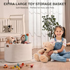 ICERZCZ White Laundry Basket, Blanket Baskets for Living Room, Cotton Rope Baskets for Storage, Woven Basket for Blankets, Toys, Clothes, Shoes, White, 25”x16”x16” (105L) - Image 5