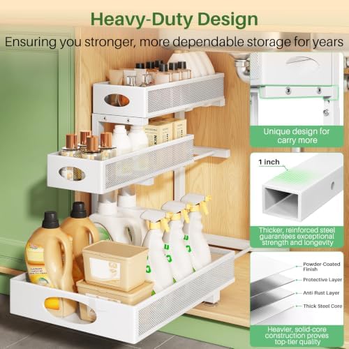 Kitstorack Under Sink Organizer 3-Tier Slide Out Drawer for Bathroom 1-Pack - Image 5