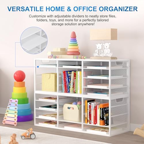 Mail Sorter Adjustable Countertop Mail Holder, Heavy Duty Literature Organizer, Student Mailbox for Classroom, Desktop Bill Paper Organizer for Office Home School, 12 Compartments, White - Image 5