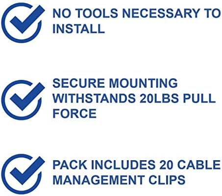 Legrand - OnQ Cable Management Clips, No Tools to Install Wall Cable Management, Cable Clips Withstand 20 LBS Pull Force, Black, AC103520, 20 Pack - Image 2