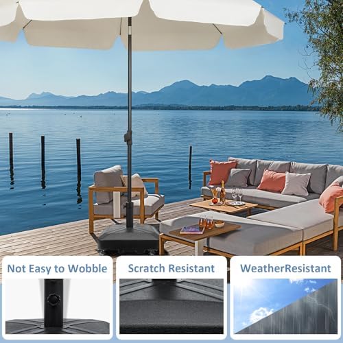 Patio Umbrella Base Heavy Duty with Wheels Square Market Stand for Outdoor 4 Locks 2 Knobs 125lb Capacity, Black - Image 7