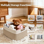 3 Pack Large Storage Basket for Organizing, 17.5"x13"x7" Woven Basket for Shelves, Closet Cube Storage Bins with Wrapped Handle, Cotton Rope Baskets for Kitchen, Clothes, Toys(Off White & Brown) - Image 3