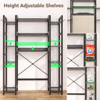 Besiost Over The Toilet Storage, 11 Tier Bathroom Organizer with Dual Side Racks and 2 Fabric Drawers, Adjustable Freestanding Rack Space Saver for Small Spaces, Grey Oak - Image 6