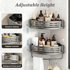 Corner Shower Caddy Suction Cup, 2 Pack Shower Shelves, Gray - Image 3
