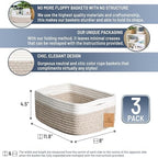 NaturalCozy 11.8"x8"x4.5” Storage Baskets for Shelves 3 Pack | Cotton Rope Woven Small Baskets for Organizing | Small Storage Bins for Nursery, Bathroom, Closet, Cube Shelf, Decorative, Gift Basket - Image 2