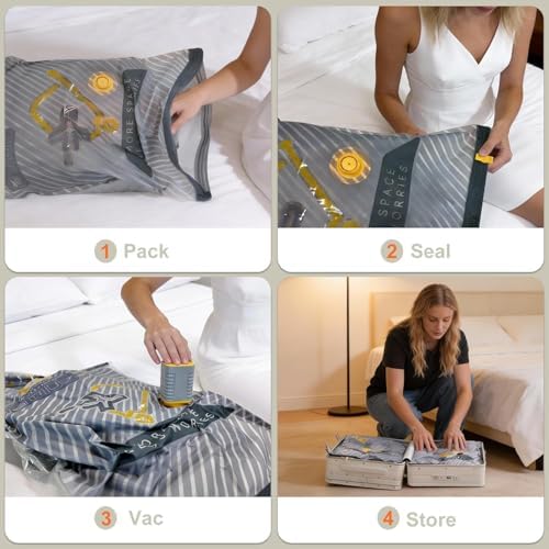 20-Pack Vacuum Bags for Travel with Wireless Rechargeable Pump | Carry-on Size Compression Packing Bags for Luggage & Suitcase, Space Saver for Clothes & Home Seasonal Storage, 3S Vacuum - Image 6