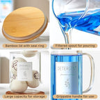 Glass Laundry Detergent Dispenser Set - 2x50oz & 2x70oz Borosilicate Containers with Bamboo Lids, Handle& Labels, Stores Powder,laundry pods,Fabric Softener, for Laundry Room organization and Decor - Image 5