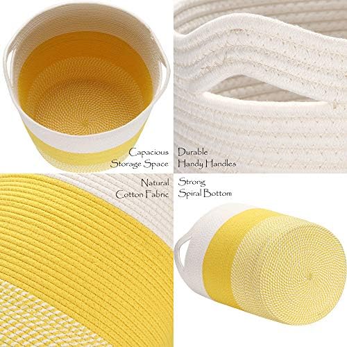 Sea Team Large Woven Cotton Rope Laundry Basket with Handles, 20 x 14 in - Image 5