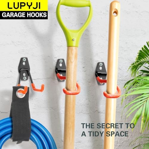 18 Pack Heavy Duty Garage Hooks, Utility Wall Mounted Storage System, with Anti-Slip Coating Hanger, for Hanging Power and Garden Tools, Ladders, Bikes, Ropes and Bulk Items - Image 6
