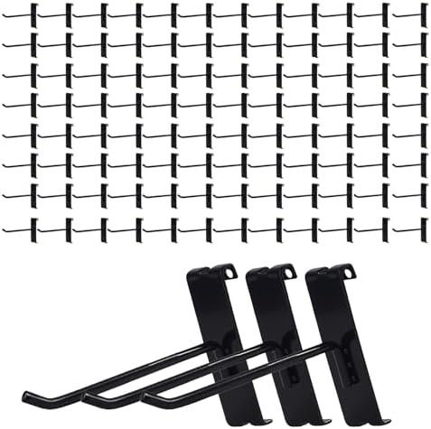 Gridwall Hooks 4 Inch, 100PC Heavy Duty Black Display Hooks for Grid Wall Panels, Grid Wall Accessory for Retail Store, Home Stroage, Garage, Trade Show by Home