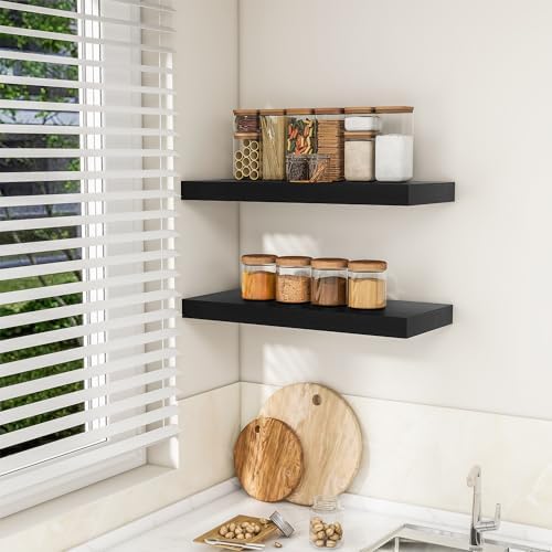 RICHFOCUS 24Inch Floating Shelves for Wall 2Pack, Black, 8" Deep - Image 4