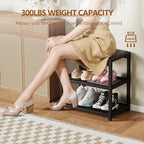 ZHOOGE Small Shoe Bench Shoe Rack Storage Bench Entryway Bench Shoe Shelf with Seat Cushion, Stable Shoe Organizer for Entryway, Living Room, Bench Seat Holds Up to 300 lb, (17"x 10"x 16", L x W x H) - Image 3
