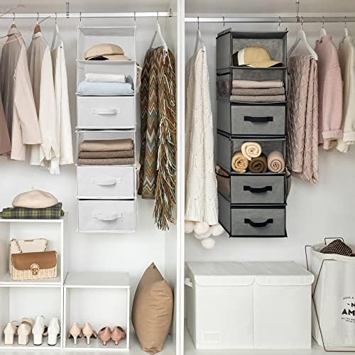 GRANNY SAYS Hanging Closet Organizer, 5 Drawers, 6 Shelves, 4 Pockets, Gray - Image 4