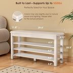 IUNVR Shoe Rack Bench Seat Rubberwood 3-Tier Wooden Storage Bench 550lbs Compact Mid-Century Modern Design for Entryway, Hallway, Closet, Front Door Entrance, Foyer - Image 2