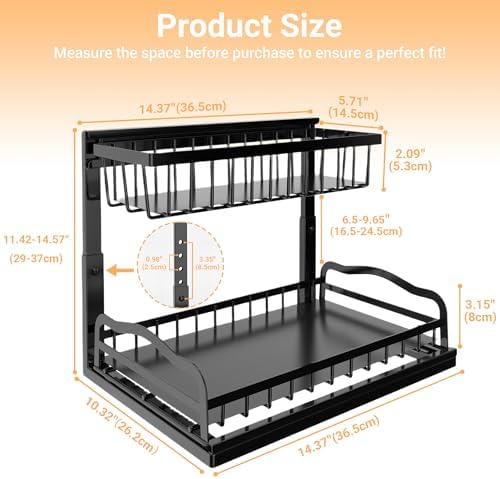 AceMining 2 Pack Under Sink Organizer, 2 Tier Pull Out Cabinet Storage Rack - Image 2