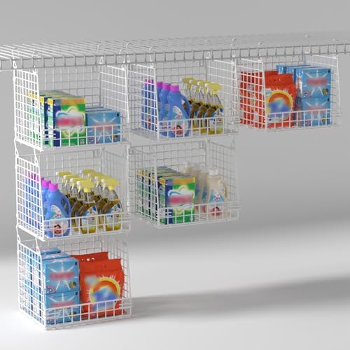 PUPPYCUTE 3 Pack Laundry Room Organization and Storage, Hanging Wire Basket for Laundry Closet Wire Shelves, Laundry Closet Organizers and Storage Basket, Heightened Version by PUPPYCUTE