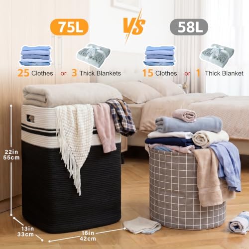 OIAHOMY Laundry Hamper Collapsible Laundry Basket Clothes Organizer Black - Image 3