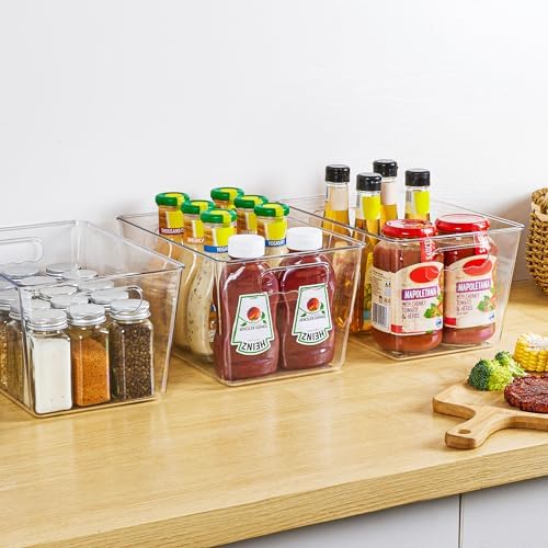 YIHONG 36 Pack Clear Pantry Organizer Bins, Plastic Containers with Handle for Kitchen,Freezer,Cabinet,Closet,Bathroom Under Sink Storage - Image 7