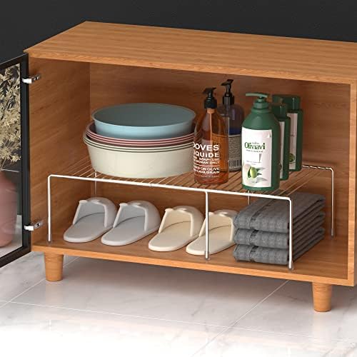 Redrubbit Cabinet Storage Shelf Rack, 4 Piece Expandable Metal Rustproof Kitchen Counter and Cabinet Shelf, Storage Rack Organizer Space Saver for Kitchen, Fridge, Cabinet, Bathroom, Chrome, Set of 2 - Image 6